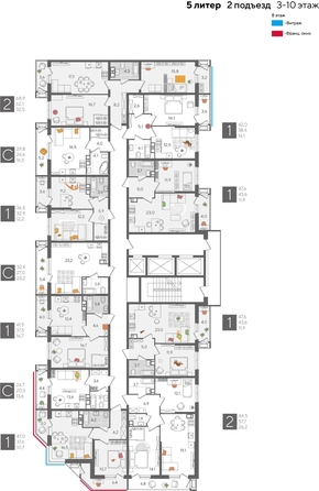 
  Продается 1-комн. квартира, 42 м², ЖК Рекорд 2, литера 5
. Фото 2.