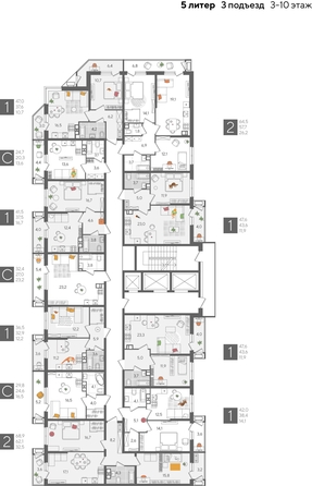
  Продается 1-комн. квартира, 36.5 м², ЖК Рекорд 2, литера 5
. Фото 2.