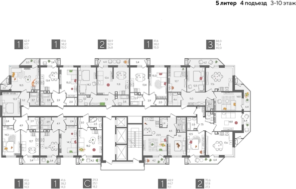 
  Продается 2-комн. квартира, 58.9 м², ЖК Рекорд 2, литера 5
. Фото 2.