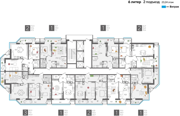 
  Продается 3-комн. квартира, 90.9 м², ЖК Рекорд 2, литера 6
. Фото 2.