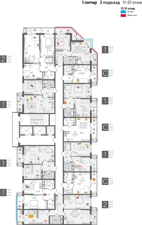 
  Продается 2-комн. квартира, 68.7 м², ЖК Рекорд 2, литера 1
. Фото 2.