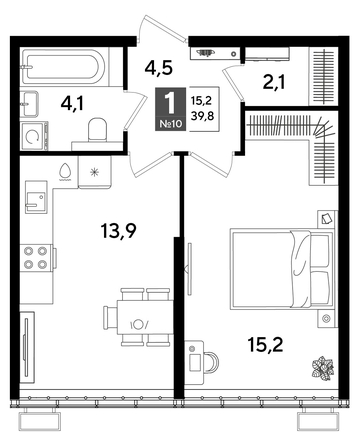 
  Продается 1-комн. квартира, 39.8 м², ЖК DOGMA PARK (Догма парк), литера 15
. Фото 1.