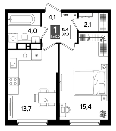 
  Продается 1-комн. квартира, 39.3 м², ЖК DOGMA PARK (Догма парк), литера 15
. Фото 1.