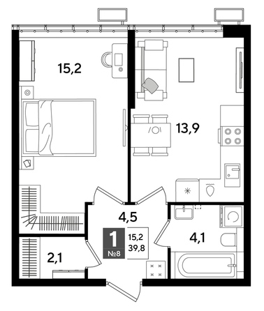
  Продается 1-комн. квартира, 39.8 м², ЖК DOGMA PARK (Догма парк), литера 16
. Фото 1.