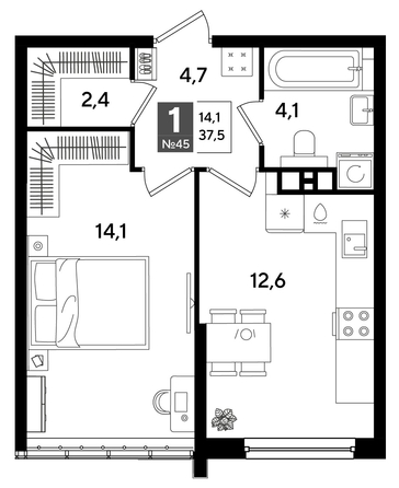 
  Продается 1-комн. квартира, 37.5 м², ЖК DOGMA PARK (Догма парк), литера 16
. Фото 1.