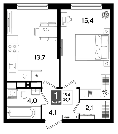 
  Продается 1-комн. квартира, 39.3 м², ЖК DOGMA PARK (Догма парк), литера 16
. Фото 1.