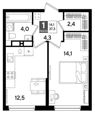 
  Продается 1-комн. квартира, 37.3 м², ЖК DOGMA PARK (Догма парк), литера 16
. Фото 1.