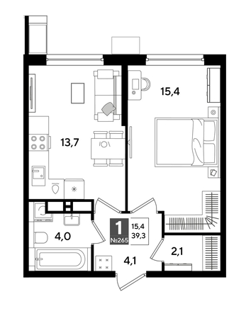 
  Продается 1-комн. квартира 38.8 м², в ЖК ДОГМА ПАРК, лит 20. Фото 1.