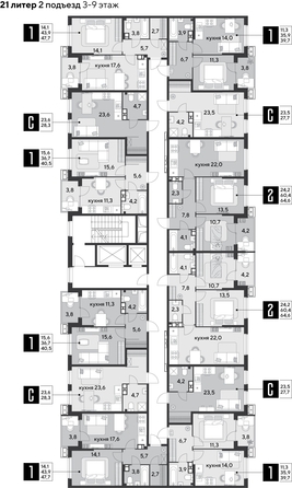 
  Продается 2-комн. квартира, 64.6 м², ЖК Парк Победы 2, литера 21
. Фото 2.