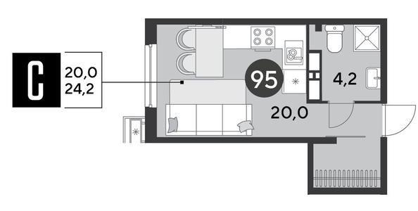 
  Продается студия, 24.2 м², ЖК Парк Победы 2, литера 6
. Фото 1.