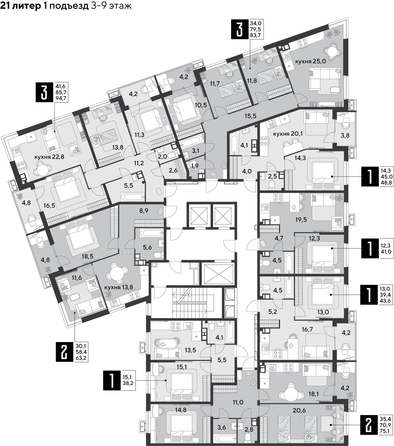 
  Продается 3-комн. квартира 83.7 м², в ЖК Парк Победы 2, литера 21. Фото 4.