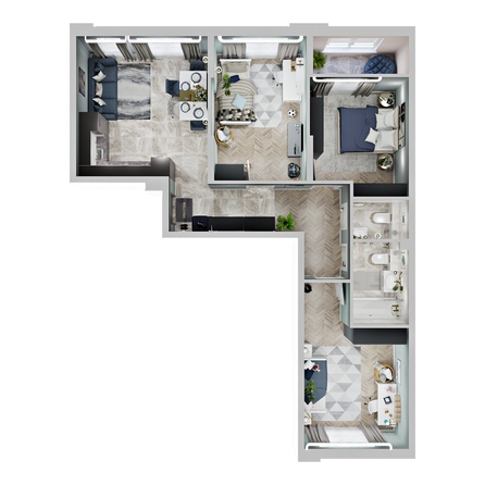 
  Продается 3-комн. квартира 75 м², в ЖК Зеленая территория, литера 1.1. Фото 2.