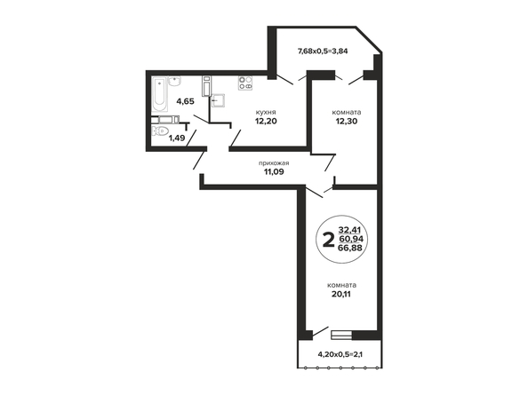 
  Продается 2-комн. квартира 67.8 м², в ЖК Гулливер, литера 3. Фото 1.