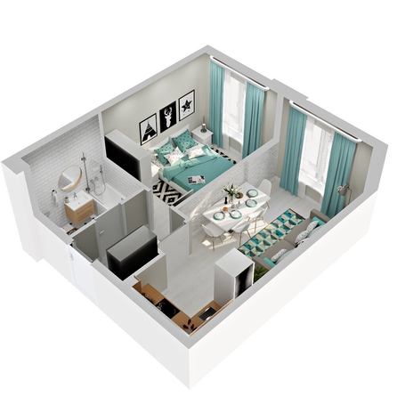 
  Продается 1-комн. квартира 37.6 м², в ЖК Зеленая территория, литера 1.2. Фото 1.