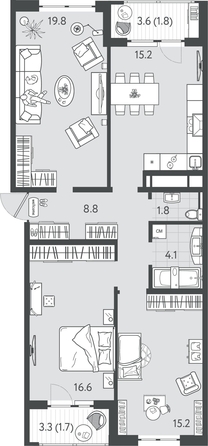 
  Продается 3-комн. квартира 84.9 м², в ЖК Все Свои ВИП, литер 7. Фото 1.