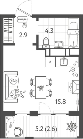 
  Продается студия 25.25 м², в ЖК Все Свои ВИП, литер 8. Фото 1.