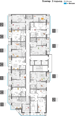 
  Продается 1-комн. квартира 47.4 м², в ЖК Рекорд 2, литера 5. Фото 2.