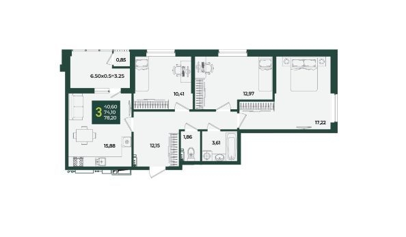 
  Продается 3-комн. квартира 78.2 м², в ЖК Образцово, дом 12. Фото 8.