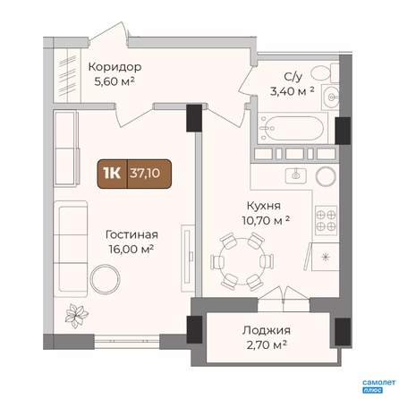 
  Продается 1-комн. квартира 37.1 м², в ЖК Опера. Фото 10.
