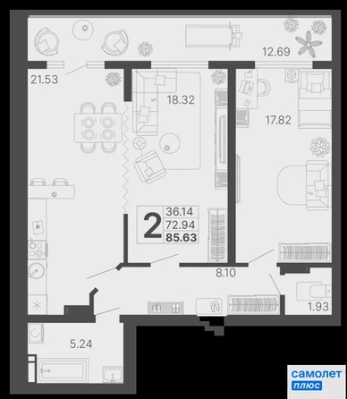 
  Продается 2-комн. квартира 85.6 м², в ЖК Светский лес, литер 4. Фото 21.