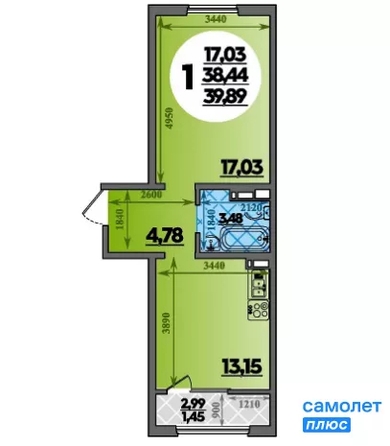 
  Продается 1-комн. квартира 38.9 м², в . Фото 8.