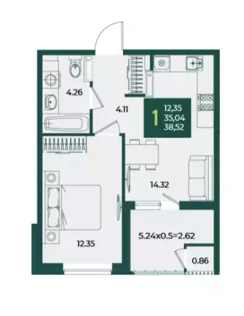 
  Продается 1-комн. квартира 38.55 м², в МКР Образцово, дом 5. Фото 1.