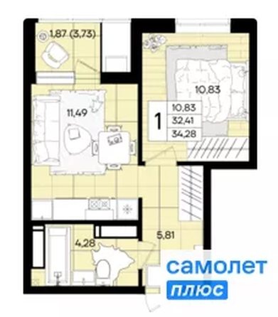 
  Продается 1-комн. квартира 34.3 м², в ЖК Народные Кварталы, литер 1. Фото 21.