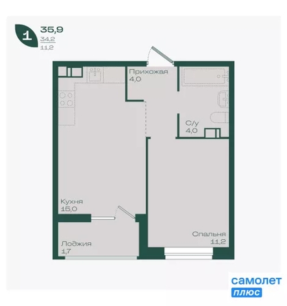 
  Продается 1-комн. квартира 35.9 м², в ЖК Ботаника, литер 1.1. Фото 14.