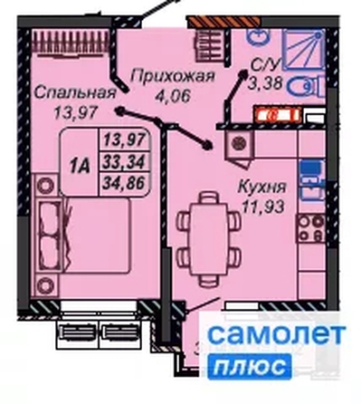 
  Продается 1-комн. квартира 34.9 м², в ЖК Парковый, литер 1. Фото 7.