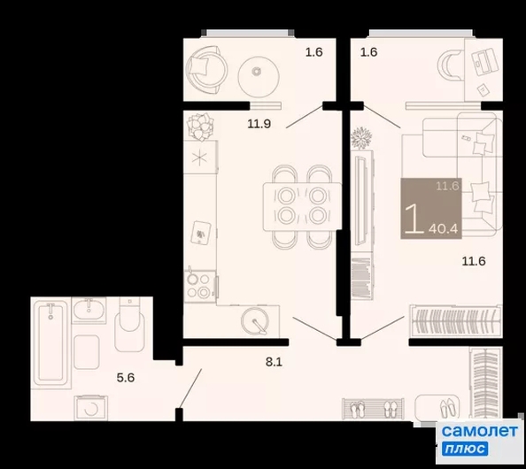 
  Продается 1-комн. квартира 40.4 м², в ЖК Хозяин морей, литер 1. Фото 23.