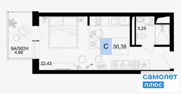 
  Продается апартамент 30 м², в ЖК Корсаков, корпус 3. Фото 18.