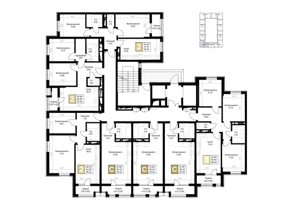 
  Продается 2-комн. квартира 56.15 м², в ЖК На Высоком берегу, дом 1. Фото 20.