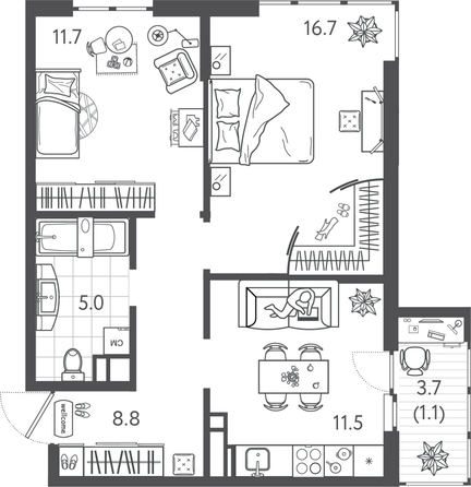 
  Продается 2-комн. квартира 54.17 м², в ЖК Все Свои ВИП, литера 6. Фото 1.