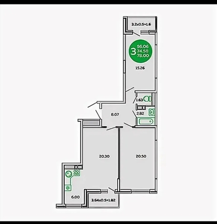 
  Продается 2-комн. квартира 75 м². Фото 25.