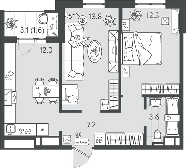 
  Продается 2-комн. квартира 50.4 м², в ЖК Все Свои ВИП, литер 4. Фото 1.