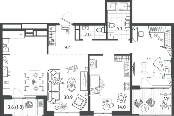 
  Продается 2-комн. квартира 78 м², в ЖК Все Свои ВИП, литер 7. Фото 1.