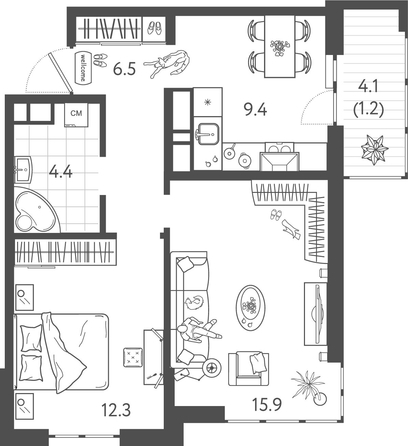 
  Продается 2-комн. квартира 48.97 м², в ЖК Все Свои ВИП, литер 8. Фото 1.