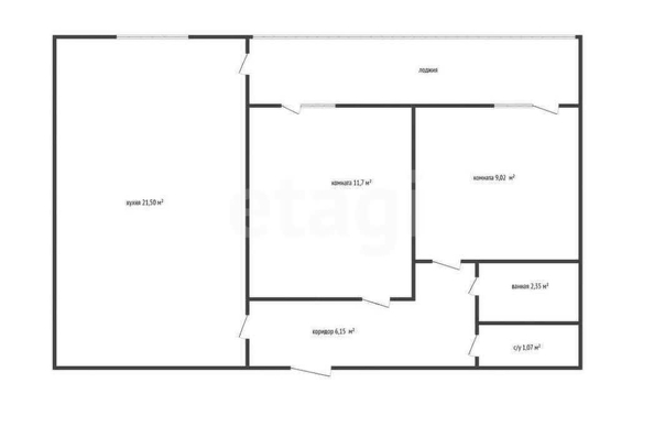 
  Продается 2-комн. квартира 54.1 м². Фото 1.