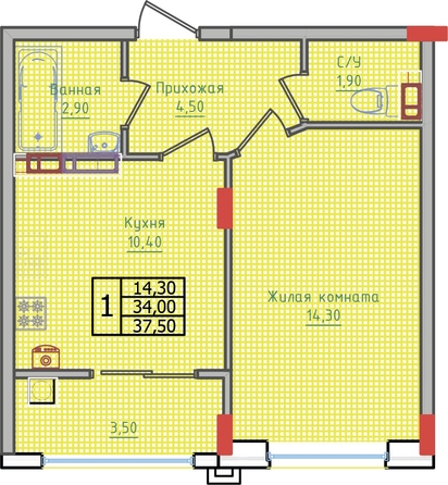 
   Продам 1-комнатную, 37.5 м², Суворов, дом 6

. Фото 2.