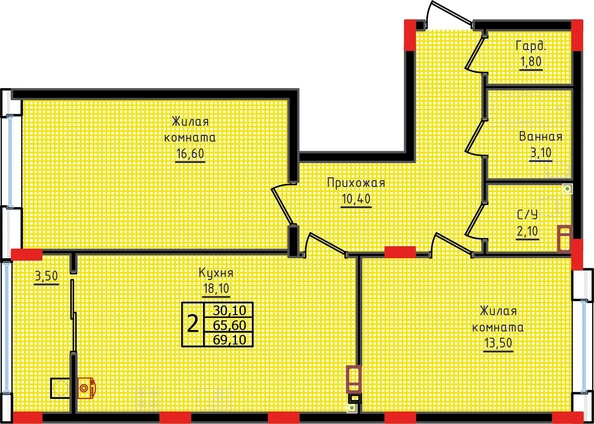 
   Продам 2-комнатную, 69 м², Суворов, дом 6

. Фото 2.