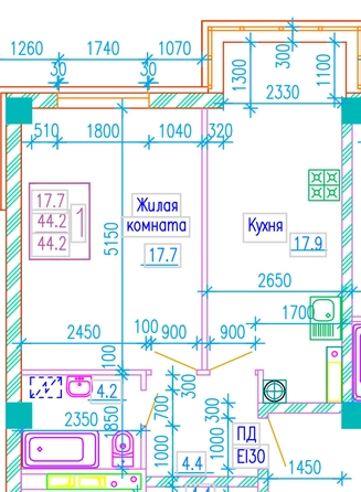 
  Продается 1-комн. квартира, 44 м², Пестова ул, д. 5
. Фото 7.