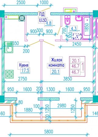 
   Продам 1-комнатную, 46.7 м², Пестова ул, 5

. Фото 9.