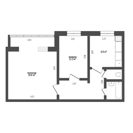 
   Продам 2-комнатную, 53.2 м², Пригородная ул, 215/1

. Фото 12.