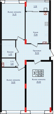 
  Продается 3-комн. квартира 82.8 м², в ЖК Суворов, дом 6. Фото 2.