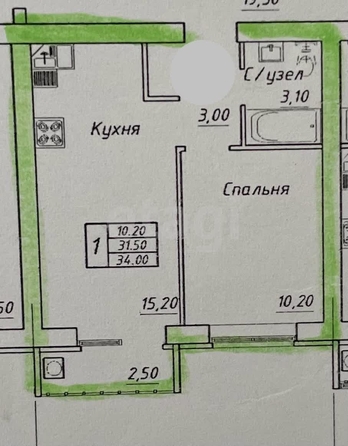 
   Продам 1-комнатную, 34 м², Александра Грибоедова ул, 3/7

. Фото 9.