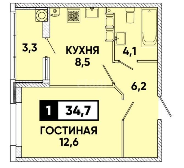 
   Продам 1-комнатную, 34 м², Российский пр-кт, 17

. Фото 10.