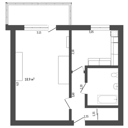 
   Продам 1-комнатную, 32 м², Мира ул, 437

. Фото 8.