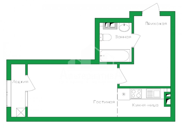 
   Продам 1-комнатную, 33 м², Гоголя ул

. Фото 19.