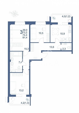 
  Продается 3-комн. квартира, 81.4 м², Шмидта ул
. Фото 1.