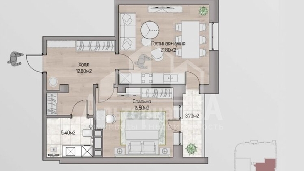 
  Продается 1-комн. квартира 60 м². Фото 2.